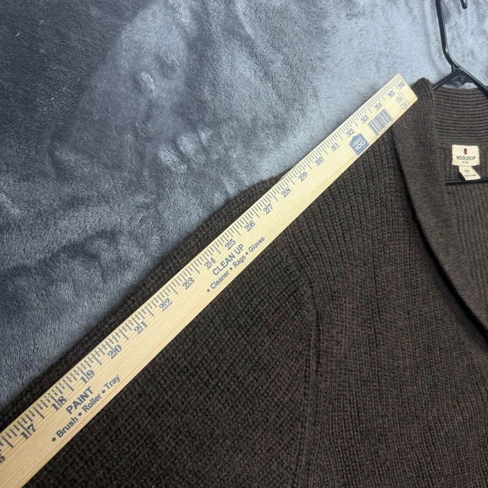 Woolrich Cardigan Sweater Mens LT Brown Wool Shawl Collar Button Front 9005BT